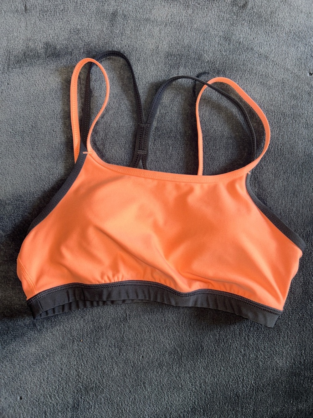 Athletic Works Coral-Orange Sports Bra with Black Trim